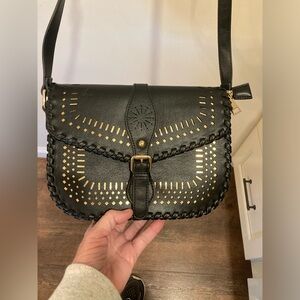 Black and Gold Antik Kraft Women's Crossbody Bag perfect size for night out